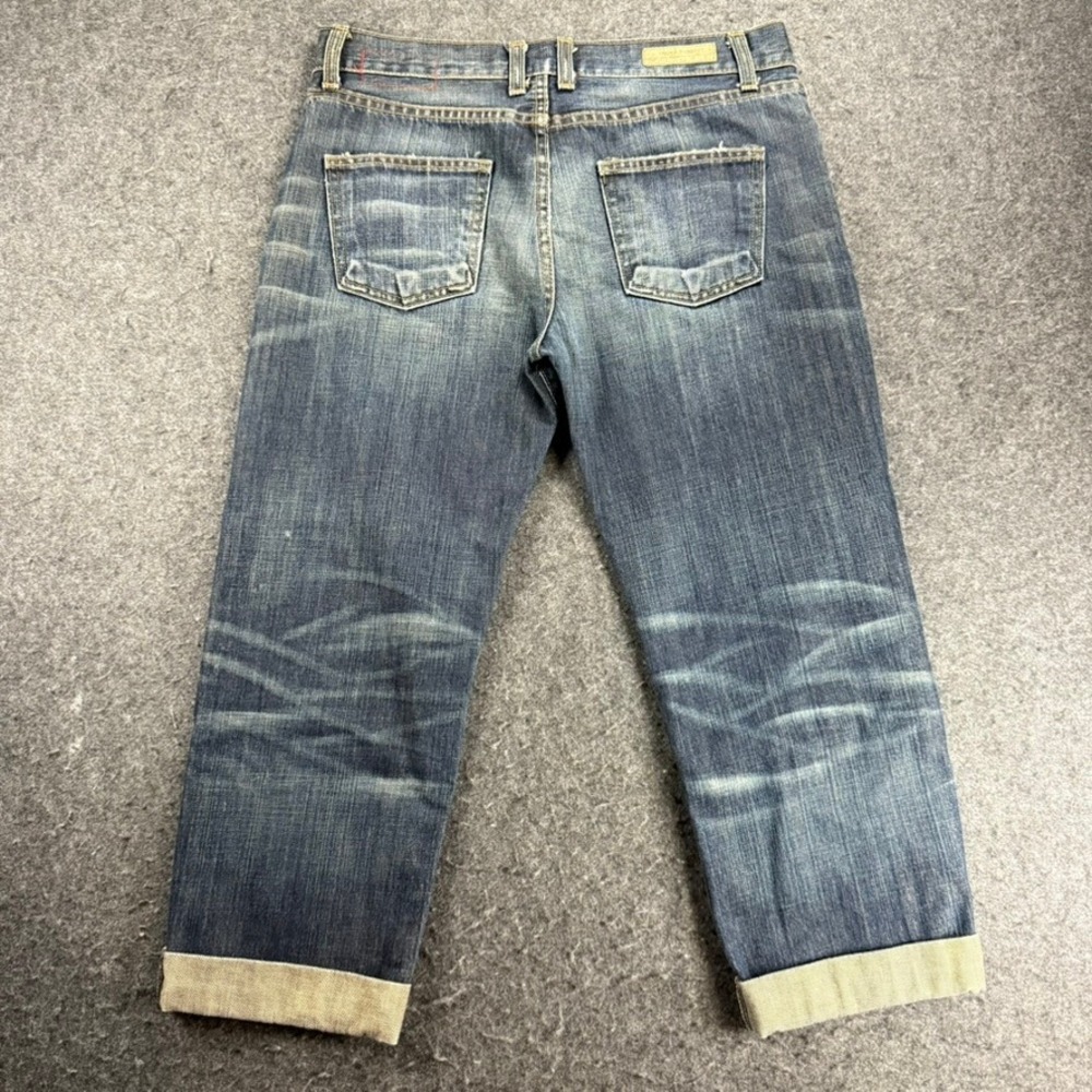 Angry Rabbit Denim Jeans Cropped Distressed Blue USA Made Womens Size 26 - Picture 4 of 8